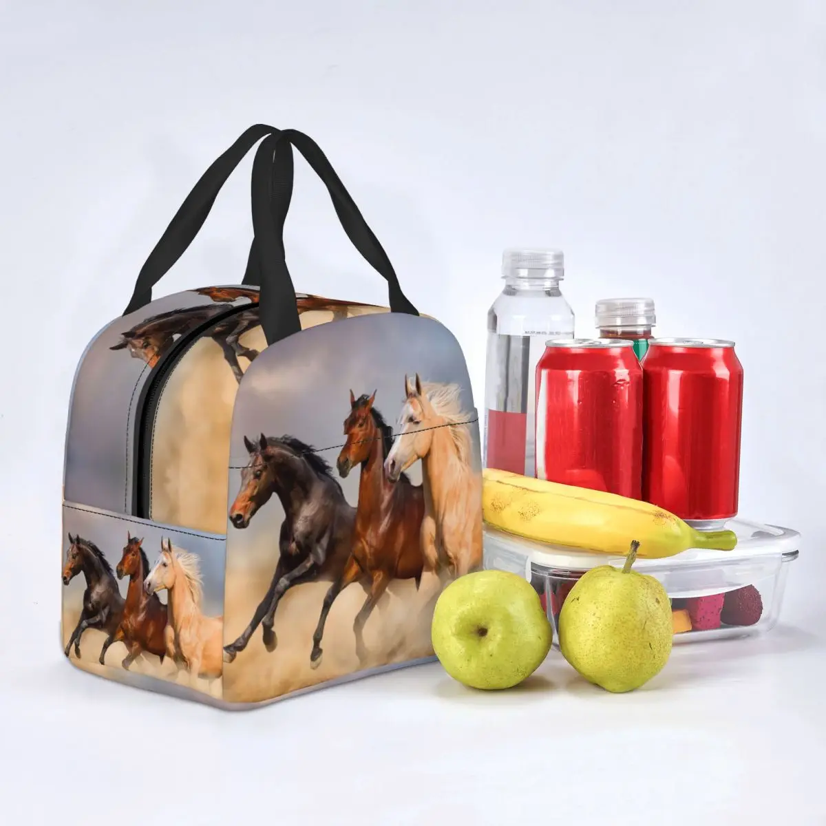 Custom Horse Lunch Bag Warm Cooler Insulated Lunch Boxes for Women Children School Work Picnic Food Tote Container