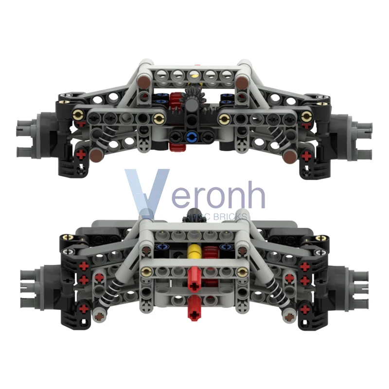 Compact Front Axle with Differential Steering Suspension Building Blocks Suitable for All-Wheel Drive MOC Technical Car Bricks