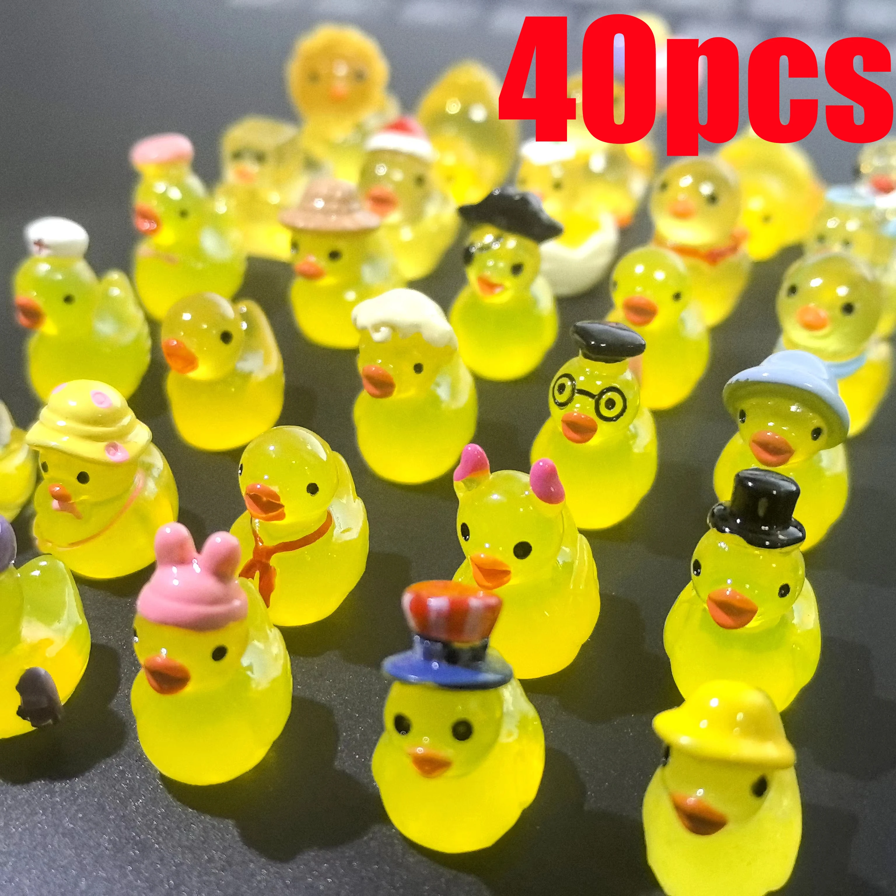 40 Kinds of Mini Ducks Collection Luminous Yellow Duck Miniatures Fairy Garden Decoration Desk Decorative Figurines Home Decor