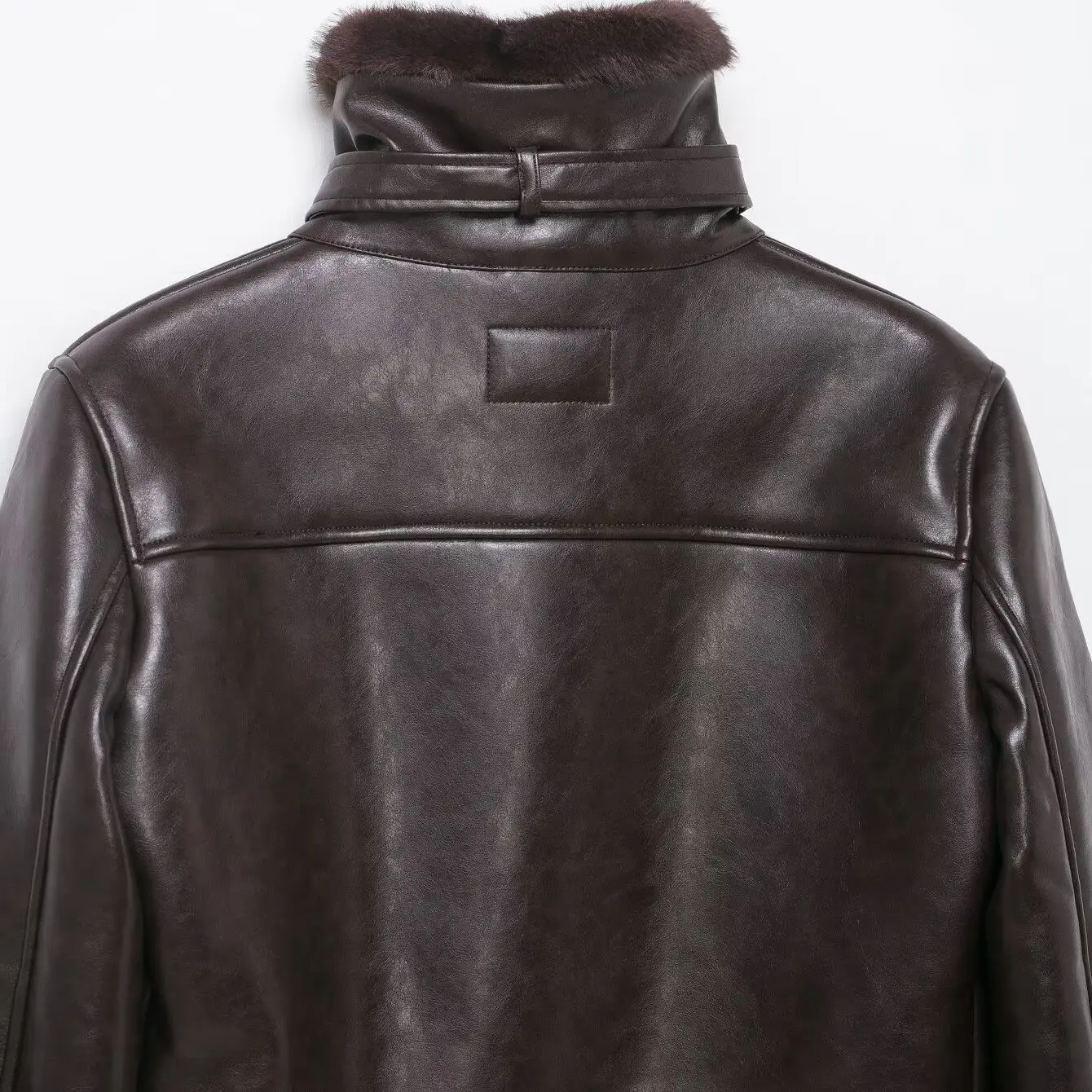 Faionable على الوجهين الفراء الاصطناعي Jaet المرأة ملابس خارجية KASLEAD جديد Sle طويل Sve زر إغلاق ألياف البوليستر #4