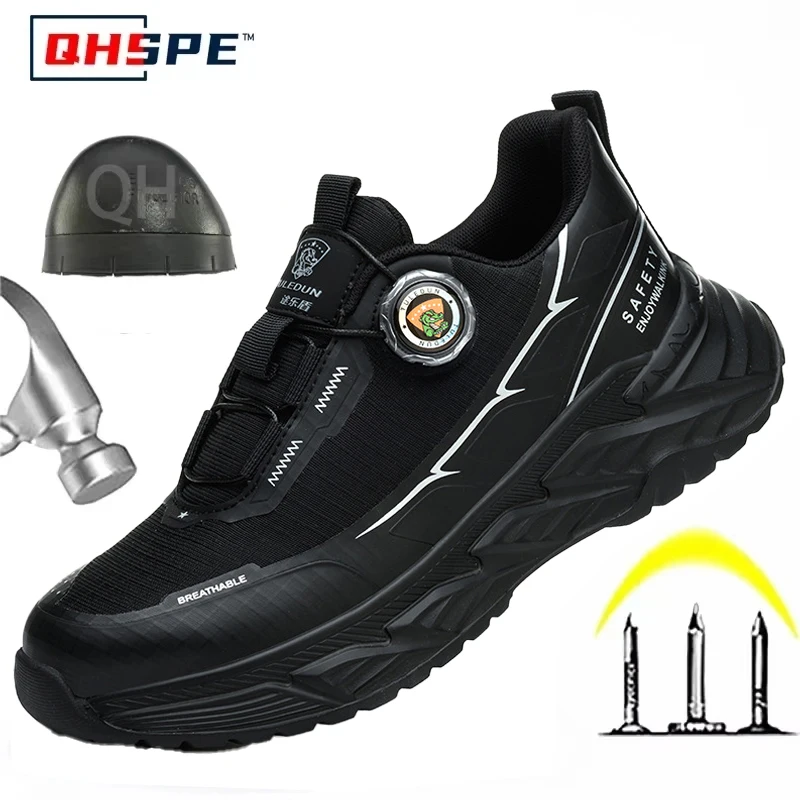 Steel Toe Safety Shoes Mesh Breathable Anti Slip Puncture Proof Cushioned Comfort All Season Work Boots for Men