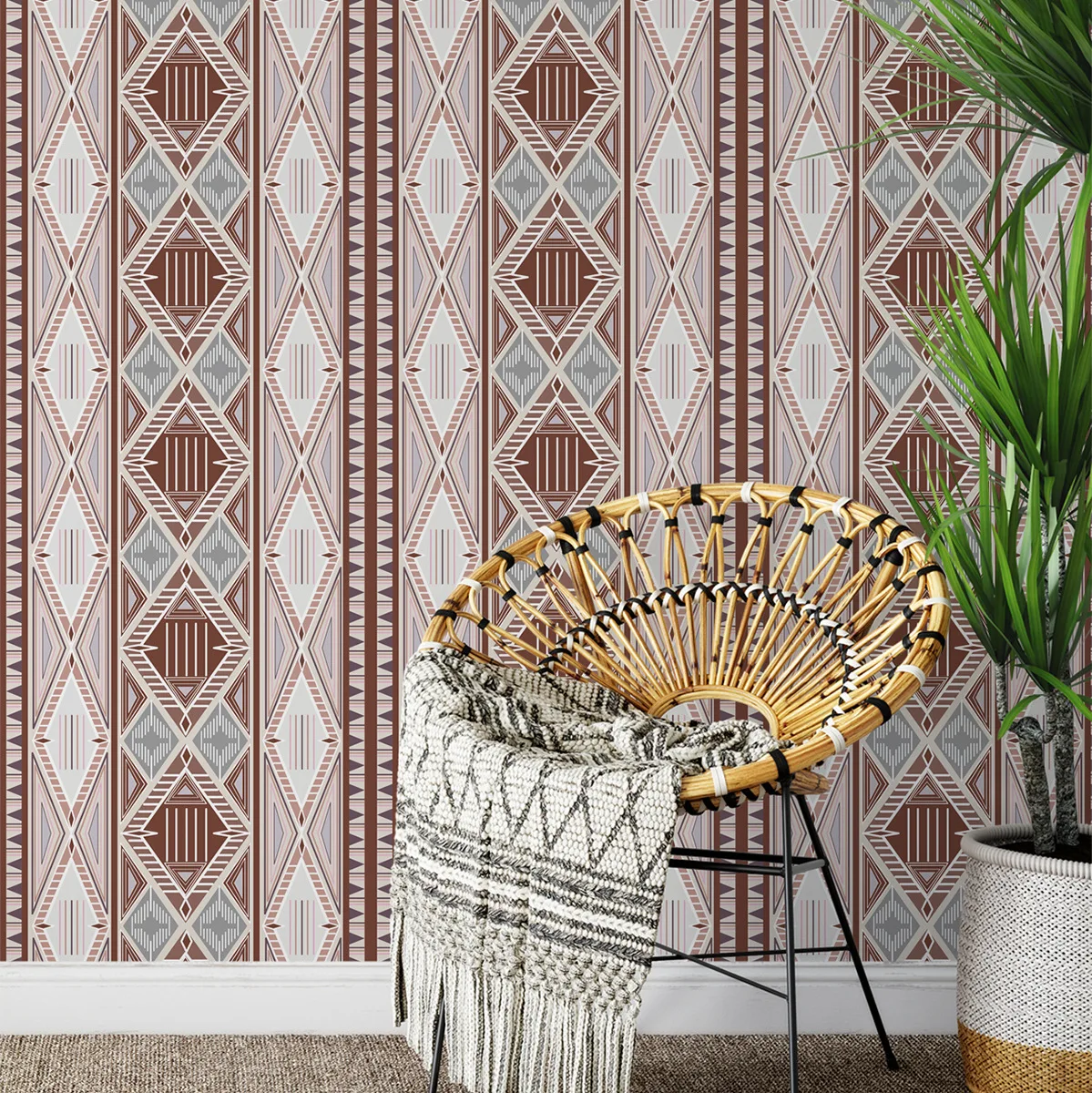 Peel and Stick Wallpaper Check Plaid Boho Self Adhesive Waterproof Vinyl Wallpaper for Walls Kitchen Backsplash Bathroom Bedroom