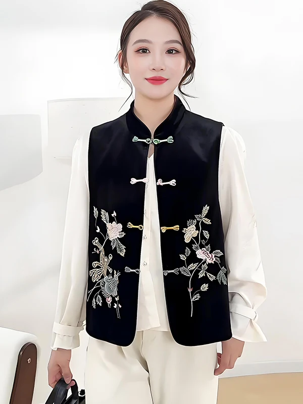 

Новая китайская женская жилетка из золотистого бархата для среднего возраста, модная, для повседневной носки, безрукавка для поездок на работу