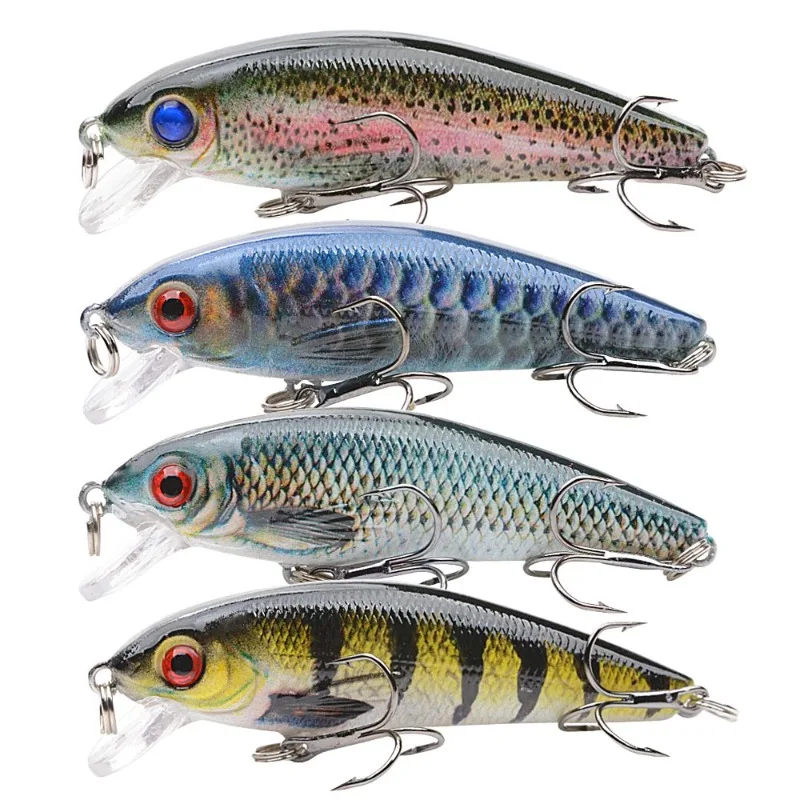 1PC 8CM 8.7G Crankbait Fishing Lure Black Minnow Spinning Lures For Fishing Floating Wobbler Floating Lure with Rattling Beads