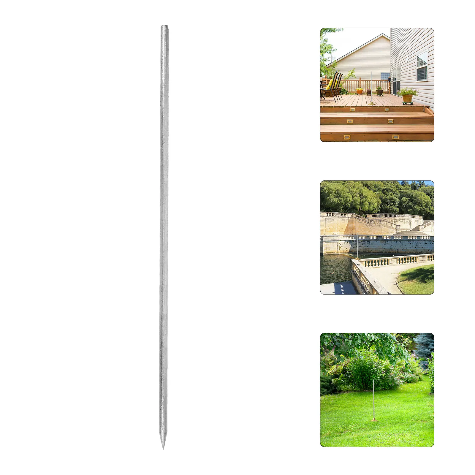 

Stainless Steel Grounding Rod Durable Outdoor Protection Earthing Metal Electrical Fence Spike Bar for Signal Tower