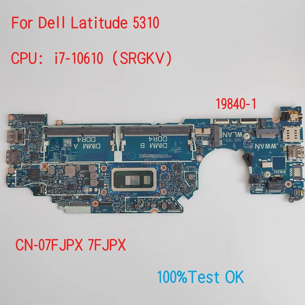 19840-1สำหรับเมนบอร์ดแล็ปท็อป5310ละติจูดของ Dell พร้อม i5ซีพียู i7 CN-01Y4K1 1Y4K1 7fjpx 07fjpx 100% ทดสอบตกลง