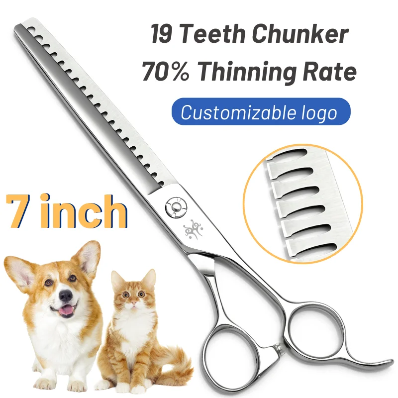 

19 Teeth Fish Bone Pet Grooming Thinning Scissors 7inch 70% Thinning Professional Dog Trimming Shears Pet Styling Tools ножницы