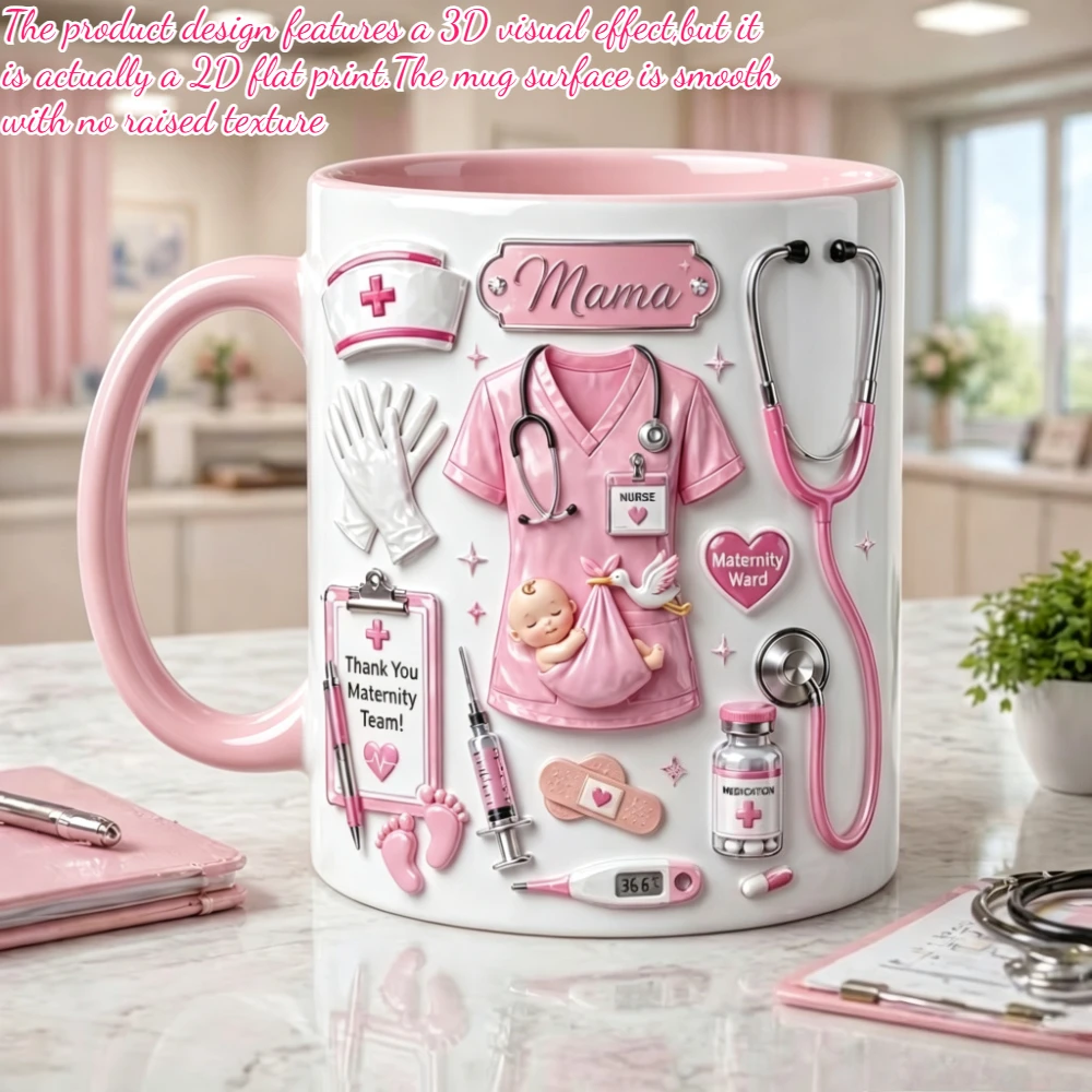 Custom Name Pregnant Nurse Ceramic Coffee Mug 11oz 2D Printed Hospital Staff Gift for Obstetric Nurse Midwife Birthday Nurse Wee