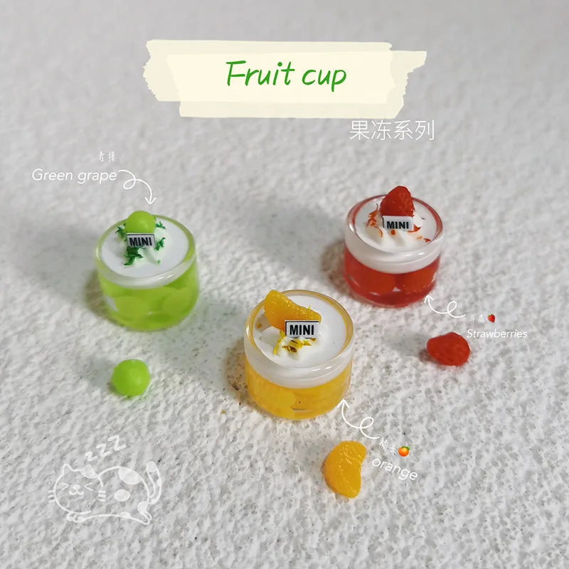 Mini Fruits flottants de Simulation 1:12, tasse de boisson à la gelée, jouet Miniature, modèle de scène, accessoires de maison de poupée, décor créatif