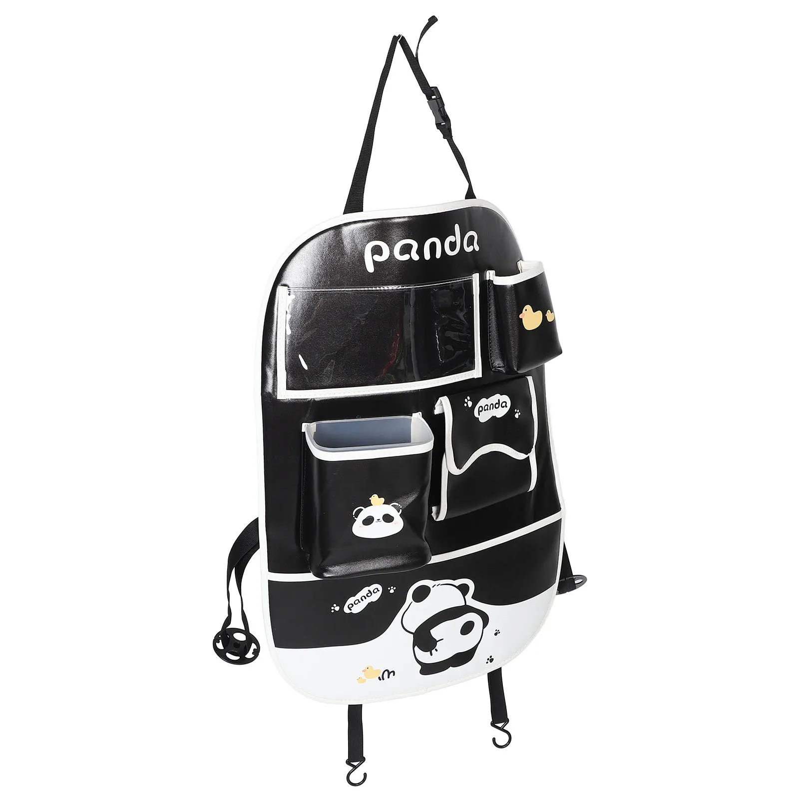 

Car Backseat Organizer PU Panda Cartoon Storage Bag for Trash Small Items Car Travel Organizer Backseat Hanging Storage