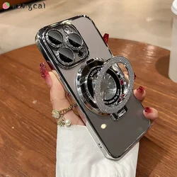 For Infinix Note 30 12 Pro 30i 11S 8i Glitter Magnetic Holder Stand Case Simple Shockproof Clear
