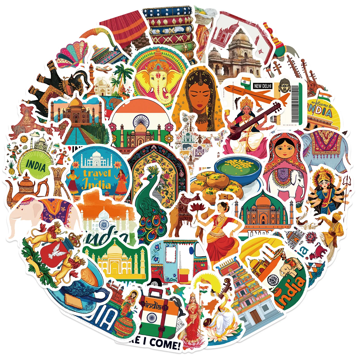 30 Random Indian Aesthetic Cartoon Doodle Stickers | Waterproof DIY Decor for Guitar, Notebook & Luggage