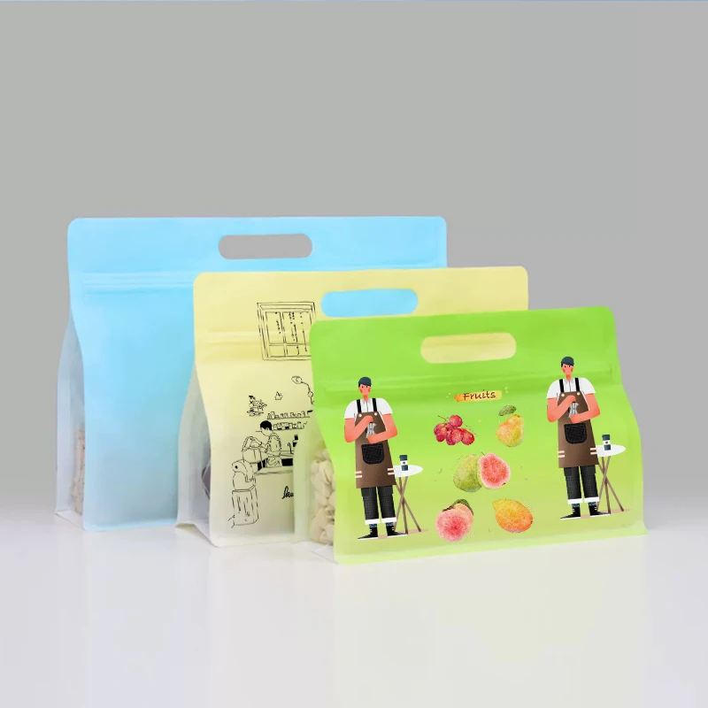 Custom-Printed Pistachio Macadamia Nut Snack Packaging Bags With Handles, Reusable Self-Standing Zipper Plastic Bags