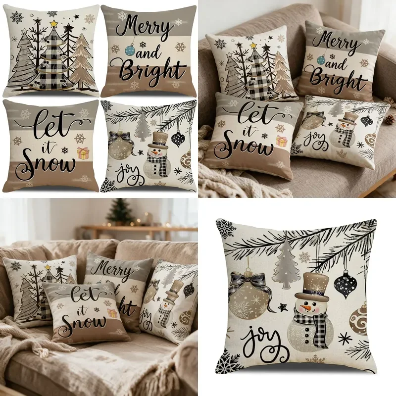 Amazon new Christmas pillow cover snowman Christmas tree letter cushion sofa bed backrest cover wholesale