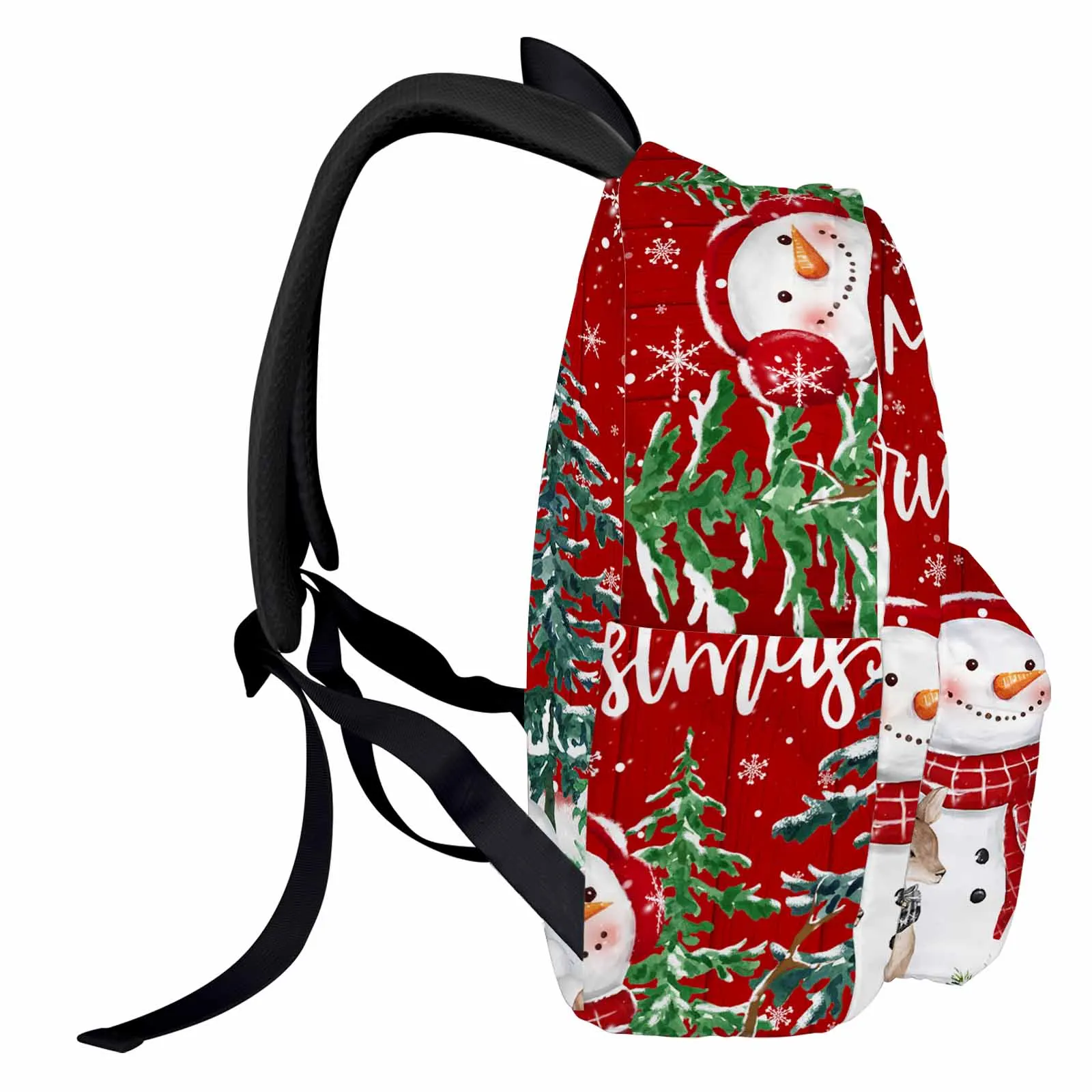 

Red Snowman Christmas Tree Snowflake Deer Backpack Teenagers Student School Bags Laptop Custom Backpack for Men Women Travel Bag