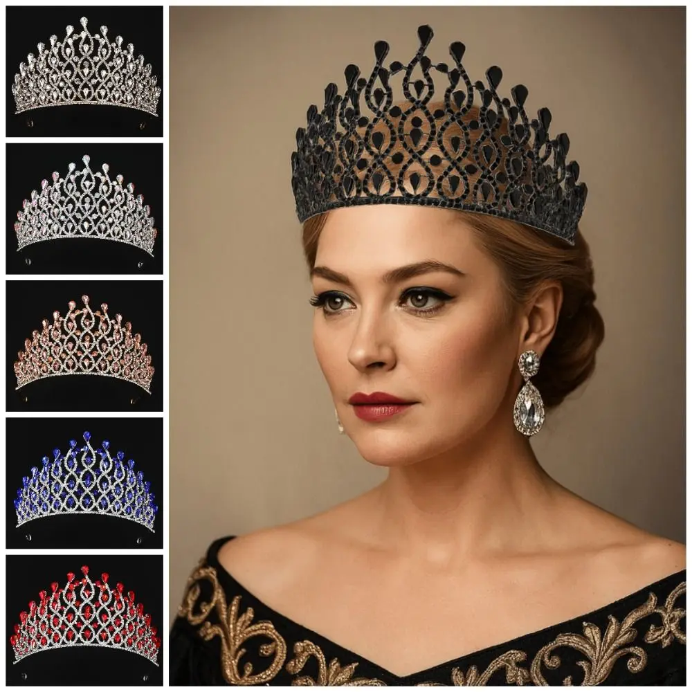 الفاخرة الباروك الملكة التيجان تألق قابل للتعديل سبيكة الأميرة تاج خمر أنيقة الفتيات عصابات رأس الحفلات الأحداث المسابقة