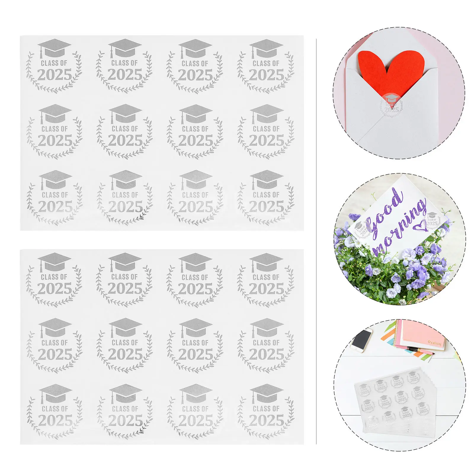

10 Sheets Waterproof Gold Foil Graduation Stickers Peel Stick Cap Decor Envelope Seal Scrapbook Car Decals Party Decoration Grad