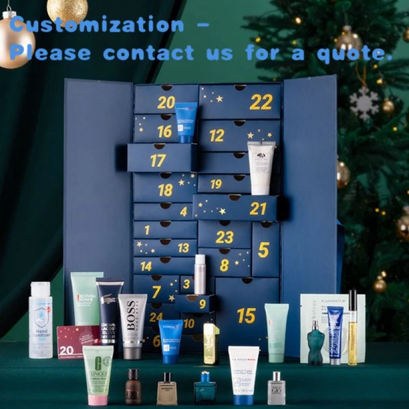 

на заказ.2026 Новая праздничная рождественская загадочная коробка обратного отсчета для макияжа, бумажная коробка для адвент-календаря