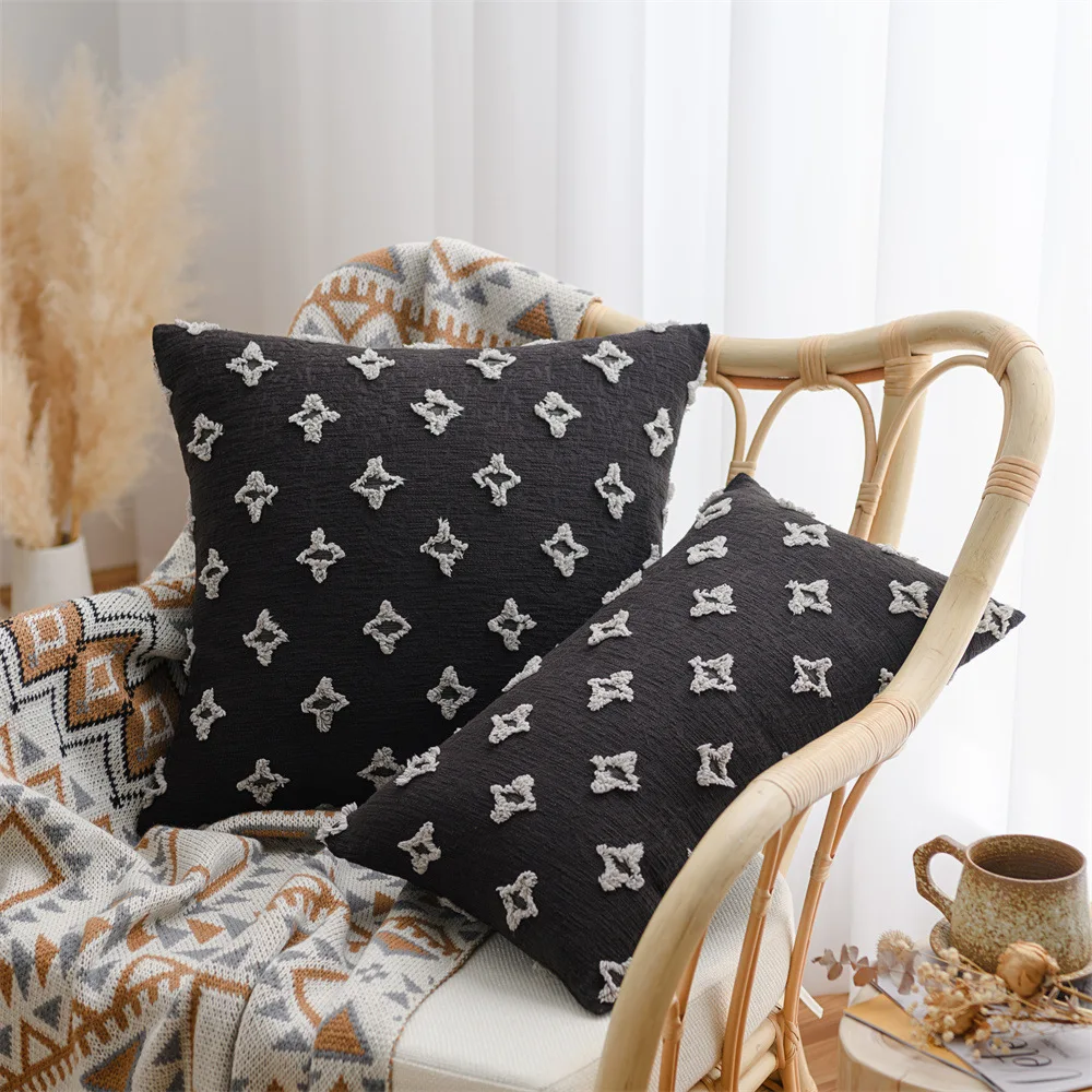 

Black Pillowcase 30x50cm 45x45cm Star Pattern Modern Nordic Style Home Living Room Sofa Decoration Cushion Cover