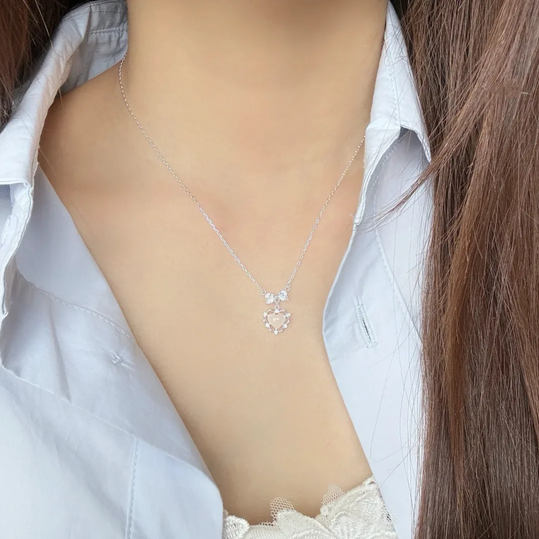 

Sweet Ins Wind Transfer Beads Love Bows Pearl Necklaces Women Do Not Fade Niche High Sense Versatile New Products