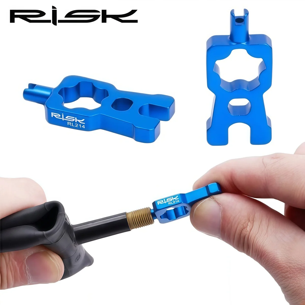 RISK Aluminum Bike Valve Core Tool- Presta & Schrader 4-in-1 / 3-in-1 Tire Lever Repair Kit- Valve