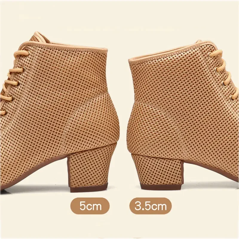 Salsa Dance Shoes Women Latin Dance Shoes High Top Jazz Dancing Boots Heels 5cm Outdoor Mesh Adult Woman Ballroom Dance Sneakers