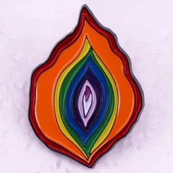 Rainbow Flame Vulva Art Badge Feminist Enamel Pin Brooch Jewelry