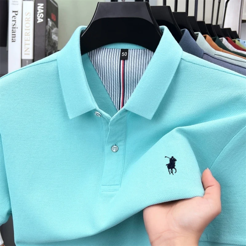 

100% pure cotton high-end brand men's short sleeve polo shirt summer luxury fashion pony embroidery golf Paul top casual T-shirt