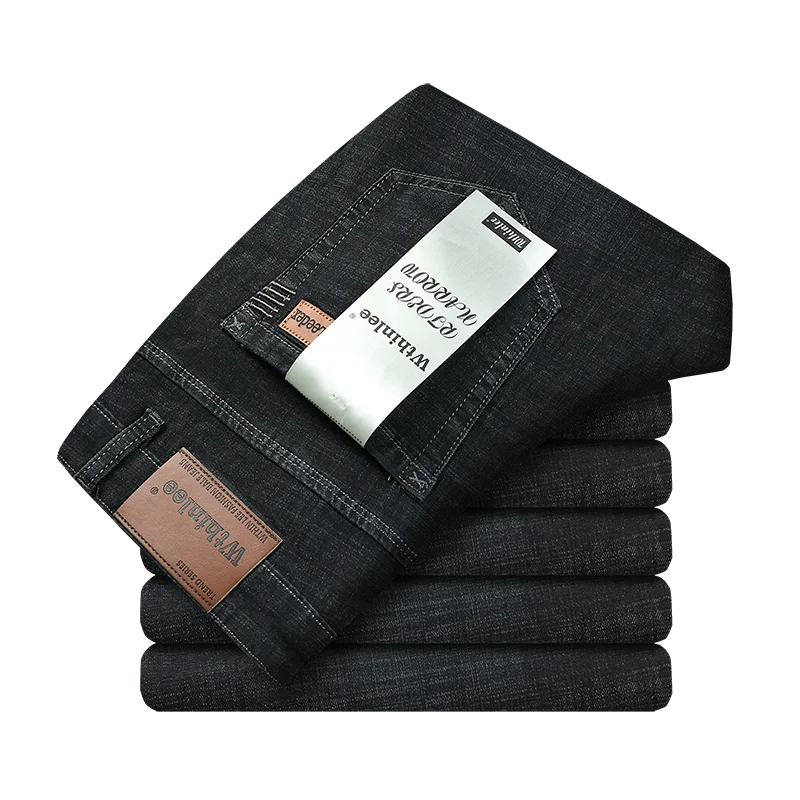 Jean bleu noir pour homme, pantalon en denim, style classique, mode d'affaires, pur, slim, décontracté, marque