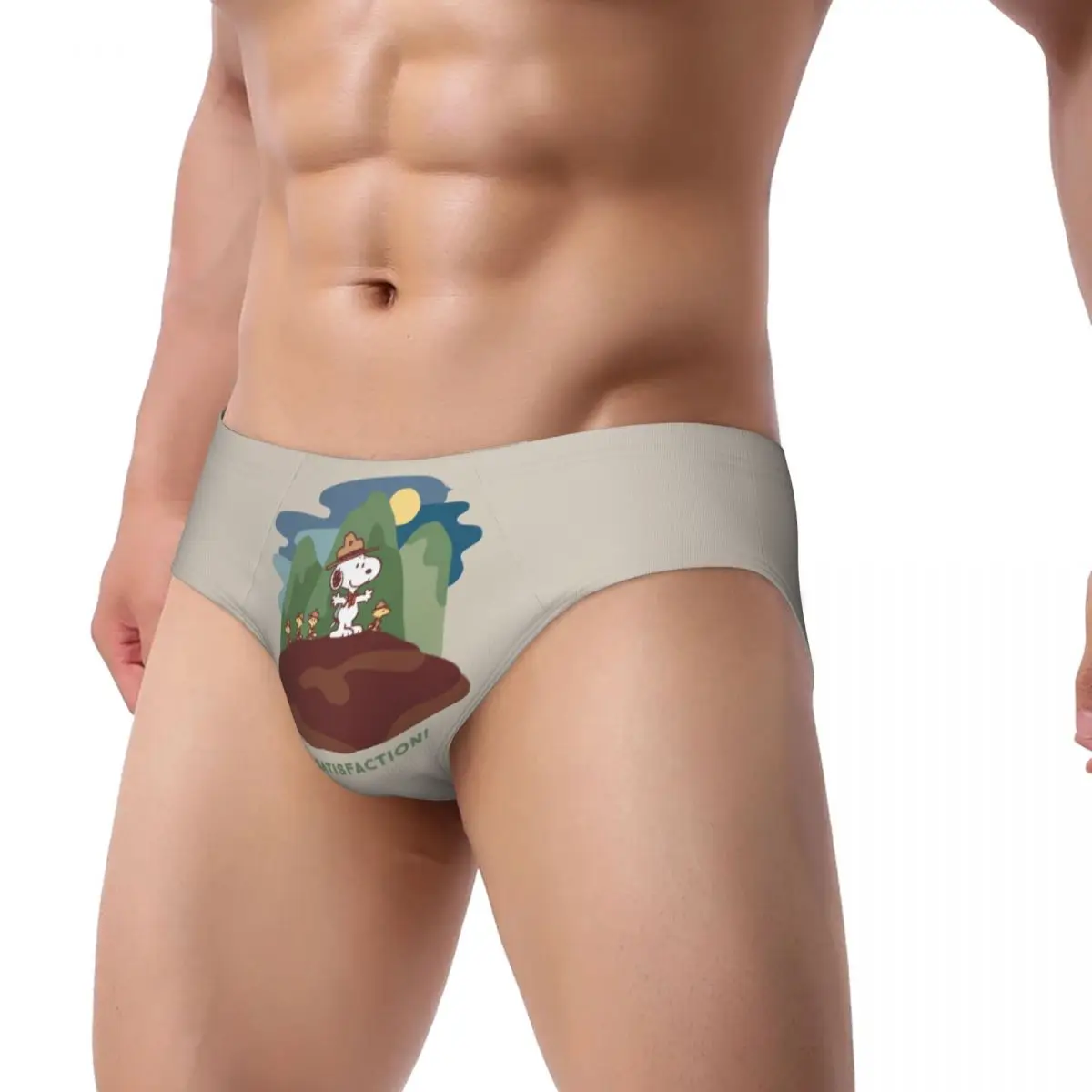 Custom Mens Snoopy Woodstock Pure Satisfaction Panties Underwear Male Comfort Cartoon Dog Briefs Underpants