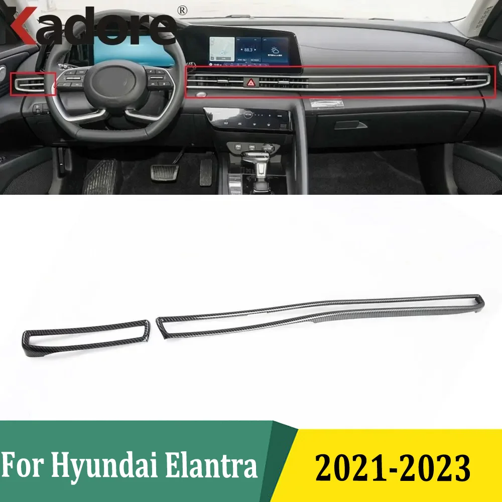 

For Hyundai Elantra 2021 2022 2023 Front Central Air Vent Cover Trim Garnish Molding Car Accessories Moulding ABS Carbon Fiber