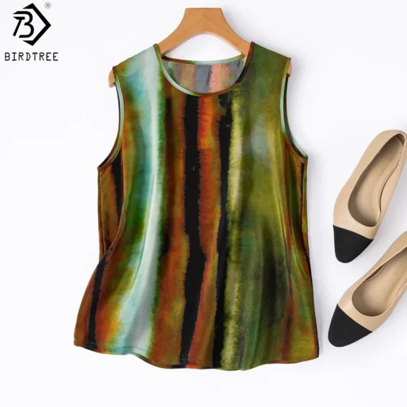 birdtree-26mm-100-real-silk-camisole-women-heavy-crepe-sleeveless-tank-tops-gradient-o-neck-tops-2026-new-vest-t62020jf