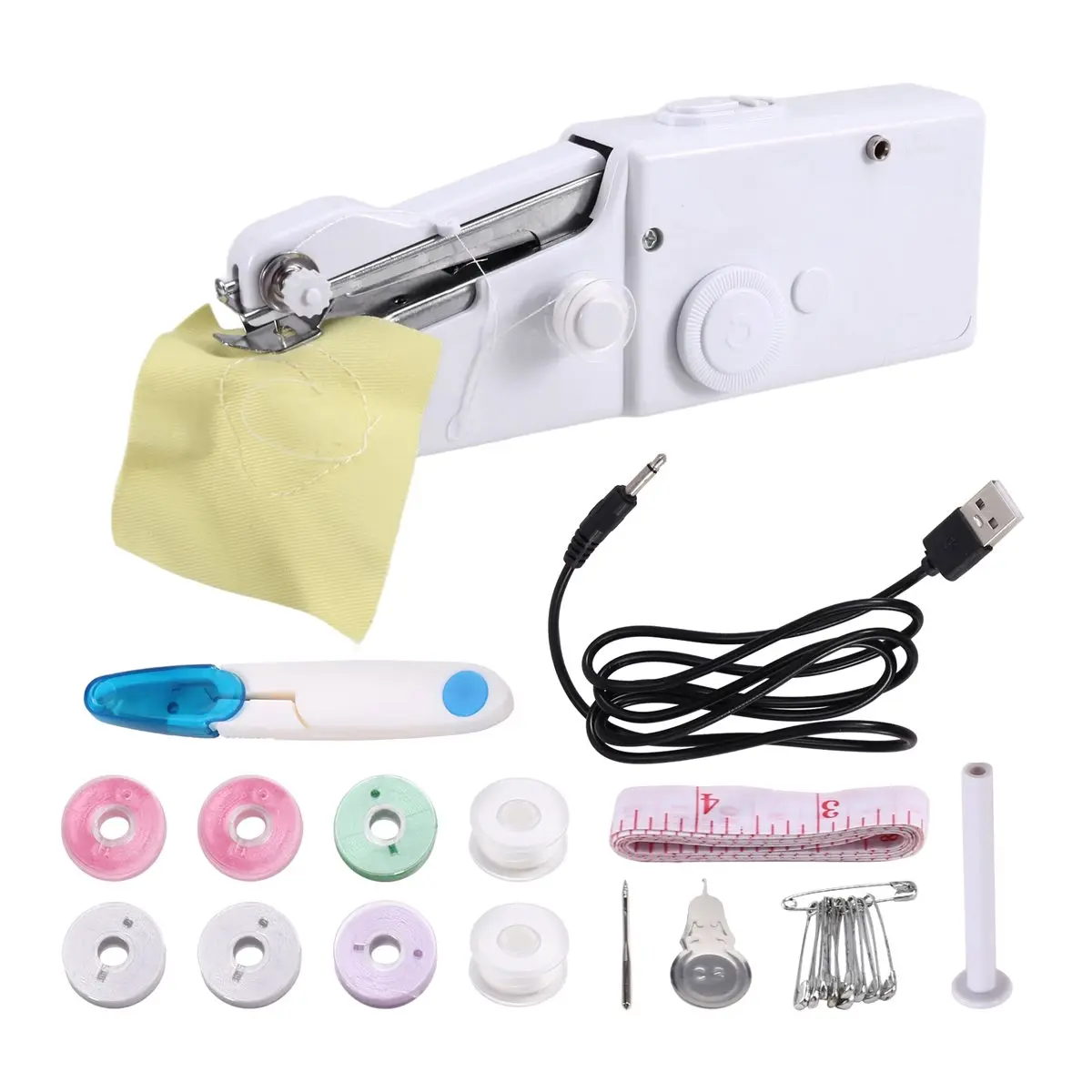 Portable Manual Mini Micro-Home USB Electric Sewing Machine Kit Easy-to-Sew Shirt Pocket Handheld Sewing Machine