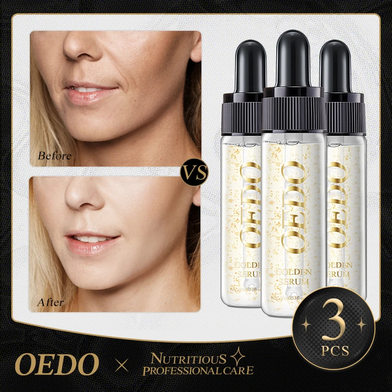 3PCS OEDO Gold Facial Serum Anti Aging Shrink Pore Whitening Face Serum Dry Skin Care Anti Wrinkle Oil Control Essence