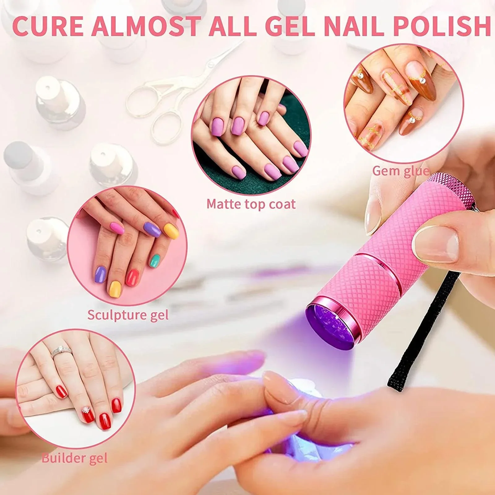 Siliconen kop Draagbare nagelgereedschappen LED UV-drooglamp Mini compact ontwerp Duurzame nagelsalonapparatuur