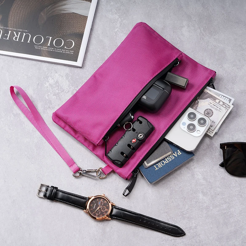 Combination Lock Money Bag with Lock Zip Closure Oxford Cloth Portable Locking Pouch Waterproof Portable Security Document Bag