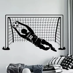 Personalized Name & No. Soccer Goalkeeper Wall Decal Vinyl Home Decor Room Kids Boys Teens Bedroom Goal Sticker Customized 3N03
