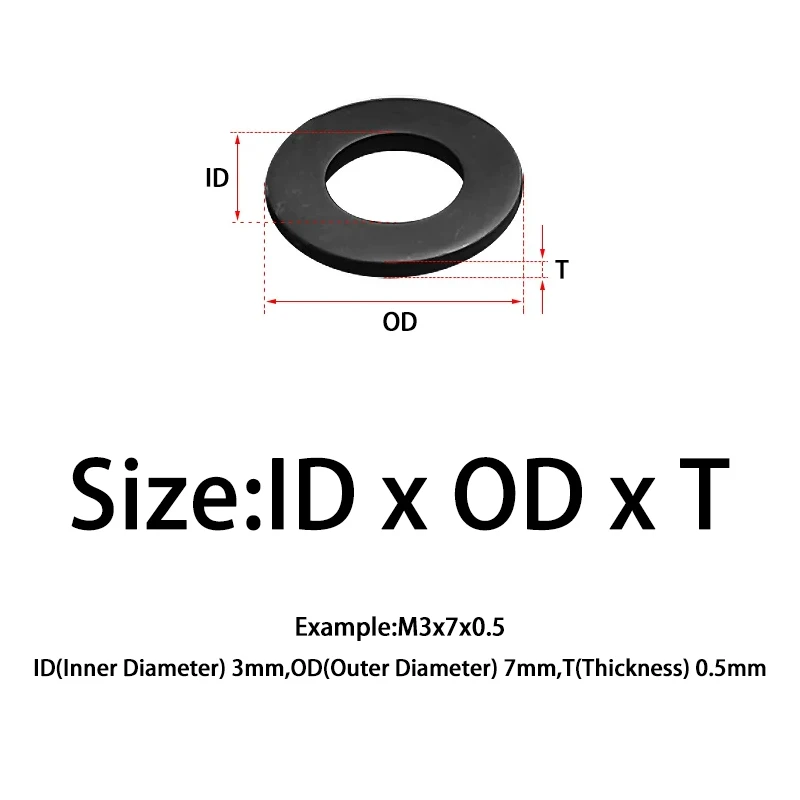 ﻿ 1-100pcs 2/2.5/3/4/5/6/8/10/12/14/16/20/22/24/27/30mm Grade 8.8 Carbon Steel Flat Washer Plain Gasket Meson Washer DIN125