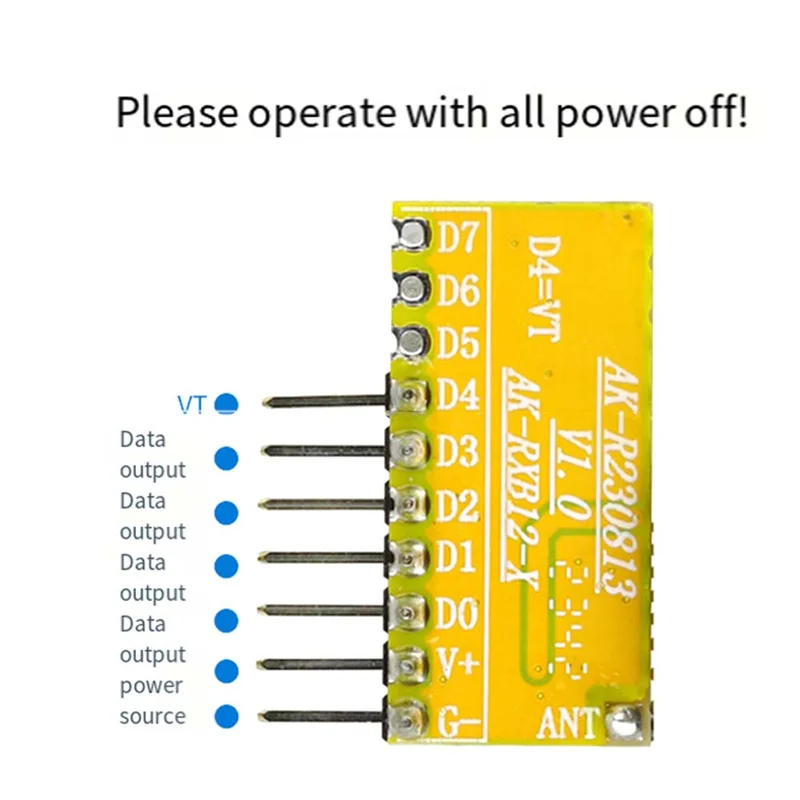 ABGI-433Mhz 8CH Superheterodyne Receiving Module Withdecoding 8-Way Control Fordoor Access Wireless Signal Receiver