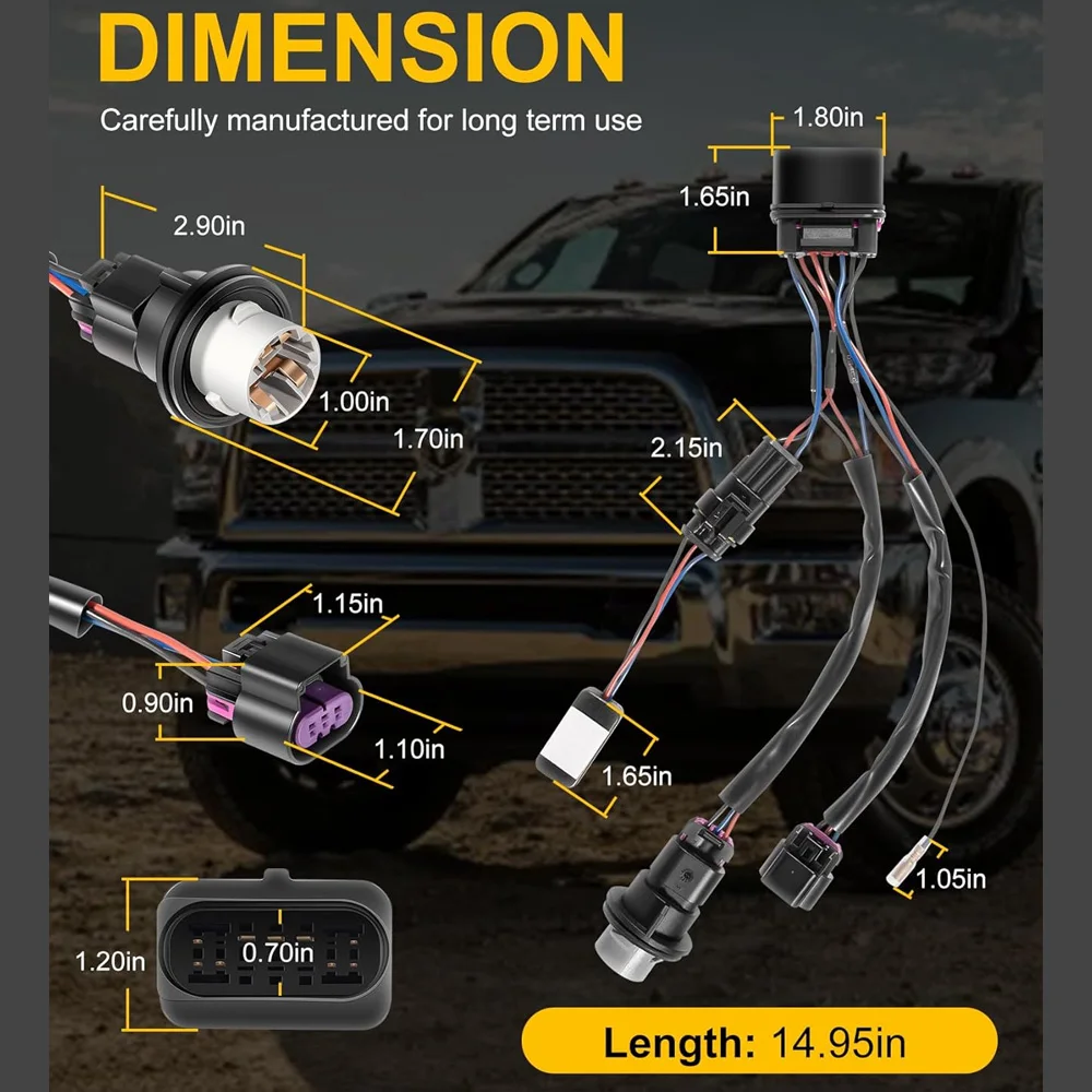 810003Headlight Conversion Wiring Adapter Harness Assembly Kit for Ram1500 2500 3500 2013-2018with Factory Projector Headlights