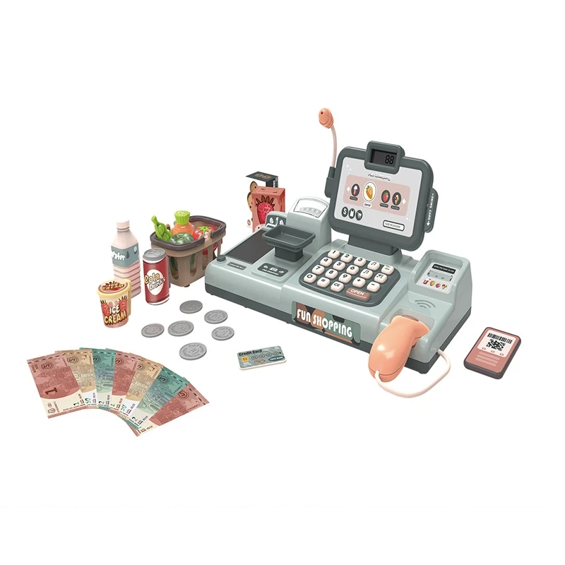 

25Pcs Pretend Play Mini Simulation Electronic Supermarket Cash Register Kits Toys Multifunctional Kids Role Play Set