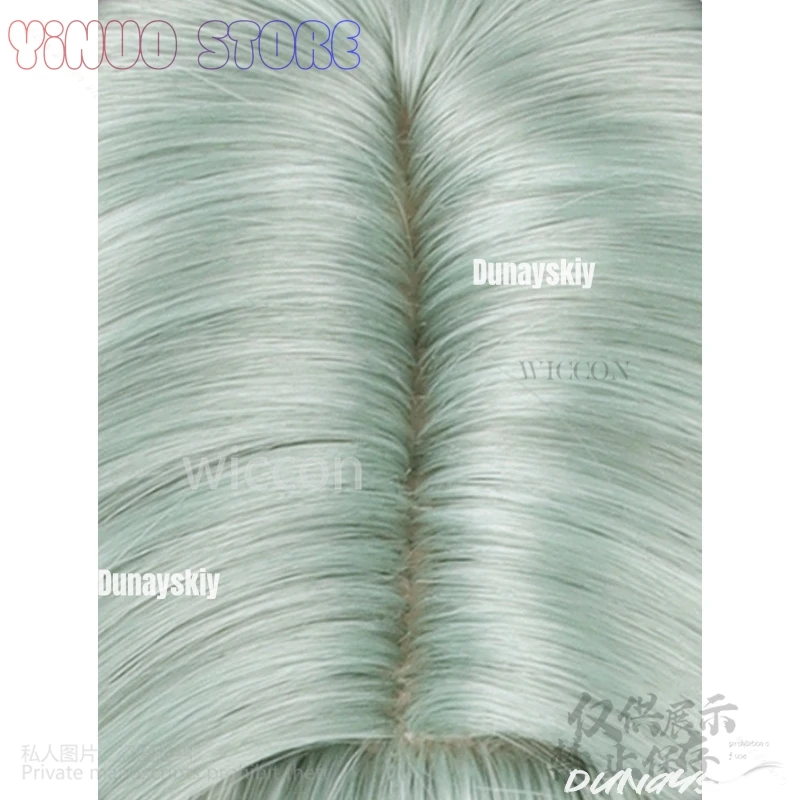 أنكسا تأثيري أنيمي لعبة هونكاي ستار السكك الحديدية زي الأخضر الشعر الطويل الجانب منخفضة ذيل حصان تاتو شعر مستعار لجميع القديسين عيد الميلاد مخصص