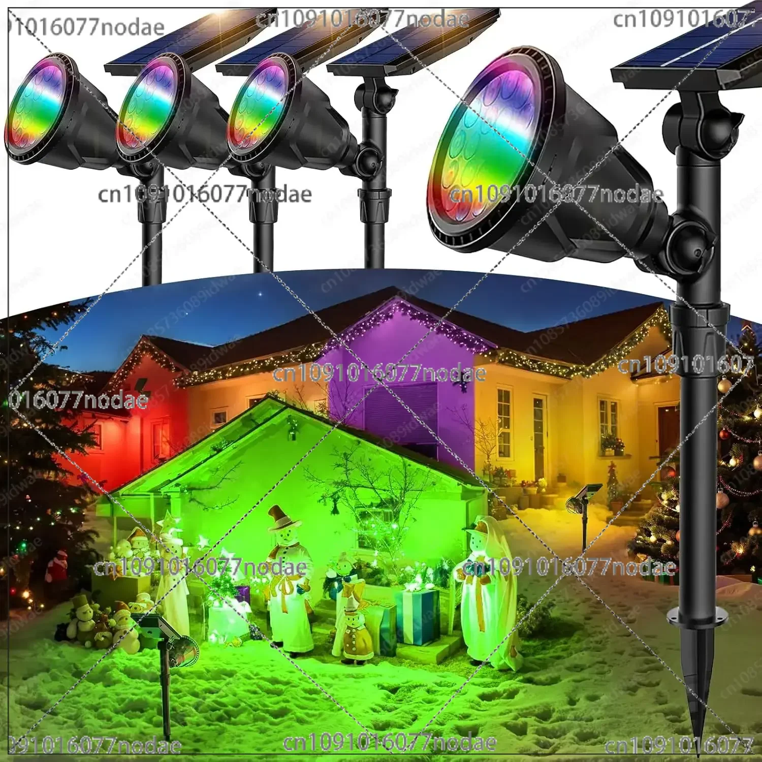 4 Pack Halloween Spot Lights - Christmas Solar Lights Outdoor Waterproof Color Changing Spotlights for House Decor