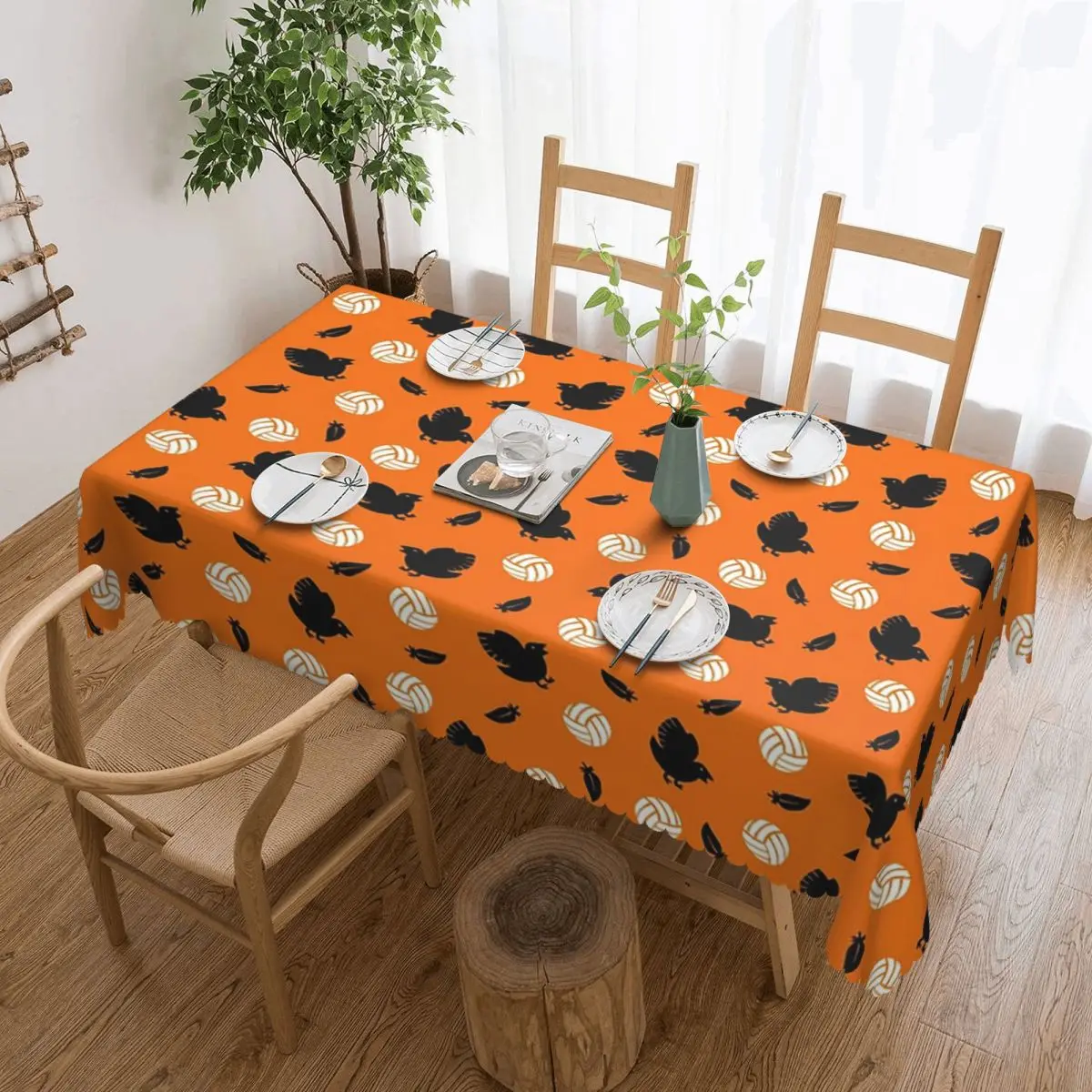 Haikyuu Karasuno Volley Crows Custom Rectangular Tablecloth Waterproof Table Cover for Dining Events Table Cloth