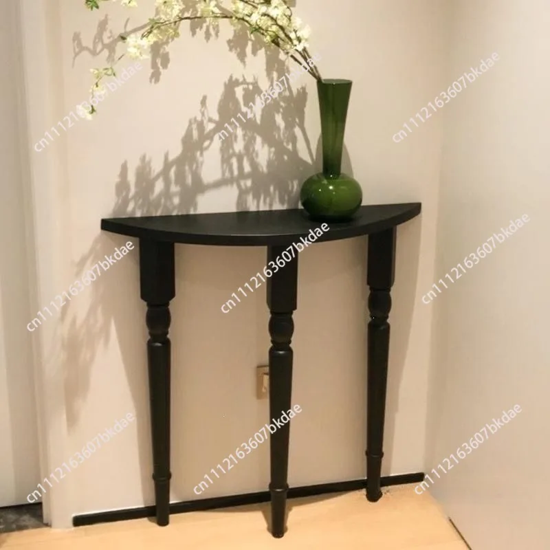 French Solid Wood Console Tables Against Wall Display Table Home Luxury Narrow Desk Living Room Semi-circle Entryways Furniture