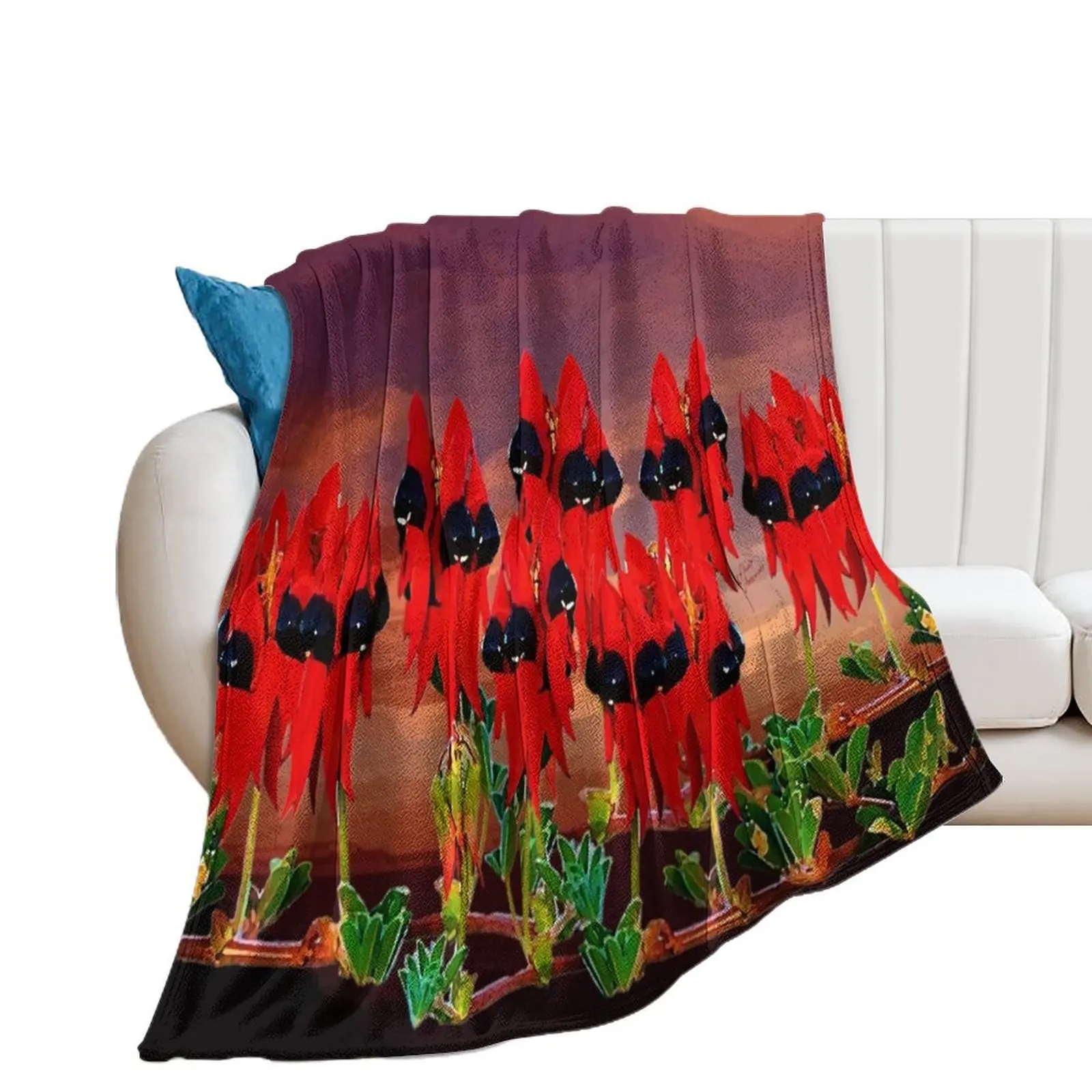 Aussie Sturt Desert Pea Throw Blanket Sleeping Bag Plush Blankets Sofas Of Decoration Blankets