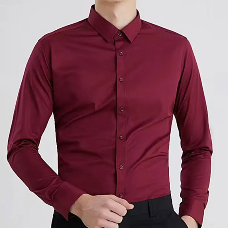 Men\'s dress shirt long sleeve thin spring and autumn work clothes business casual free ironing breathable slim fashion