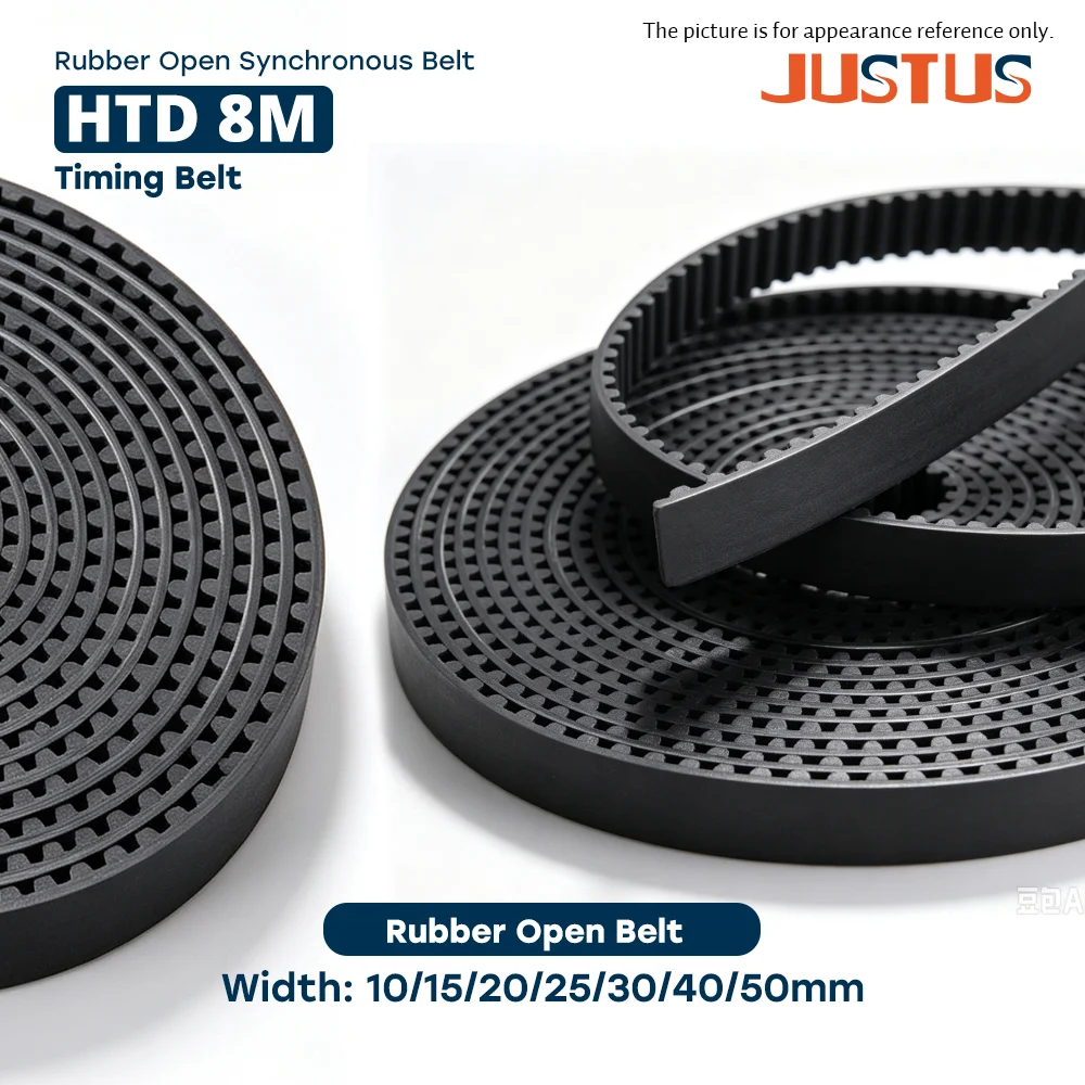 HTD 8M Rubber Open Timing Belt, Width 10/15/20/25/30/40/50mm, Matches HTD8M Pulley for 3D Printer & CNC Machine