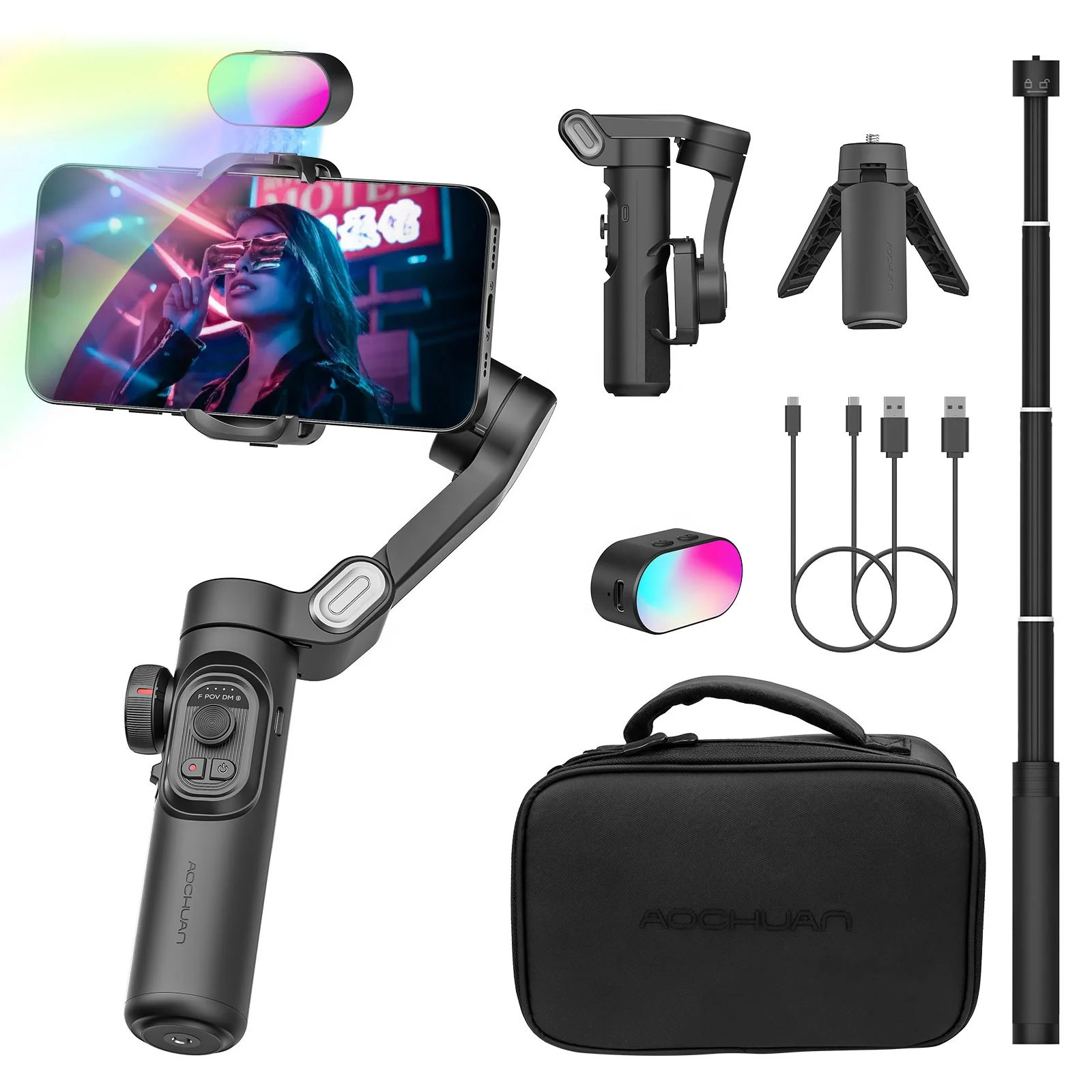 Smart XE Smartphone Gimbal AI Face Object Tracking Inception POV Mobile Phone 3Axis Stabilizer Video RGB Light Gesture Control