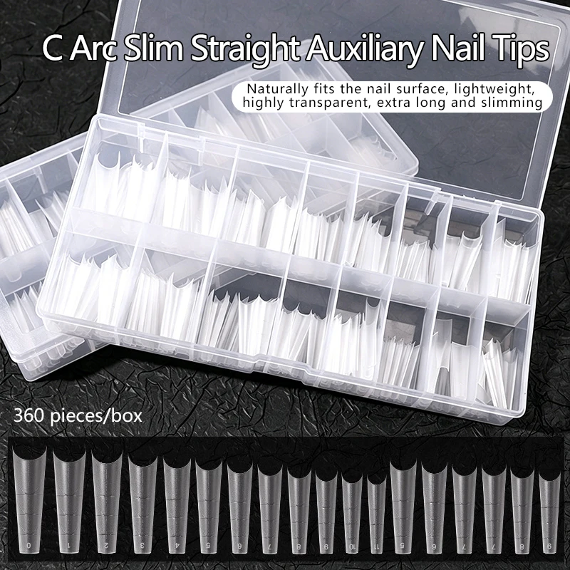 New Shallow Half-Cover Nail Tips  Long Trapezoid | Seamless C-Curve, No Buffing | Extra Long for Pro Manicure